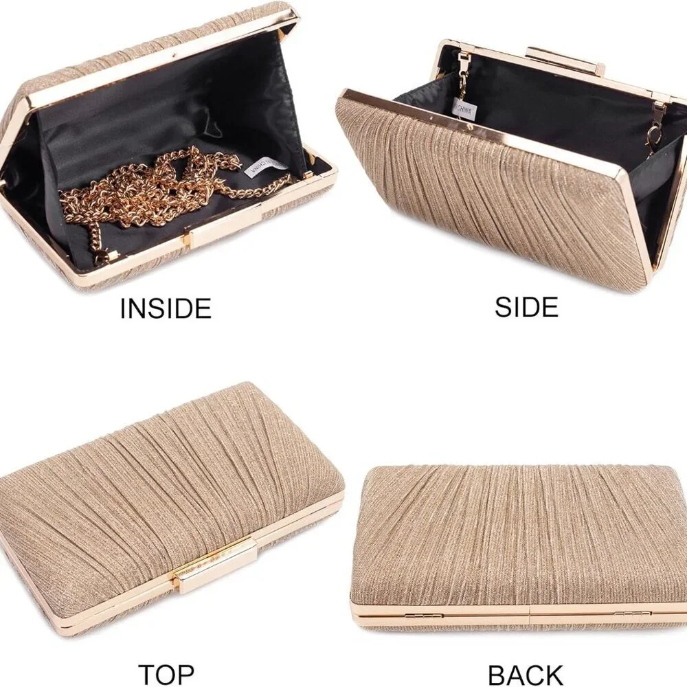 Evening Clutch Purse Vegan Leather Small Crossbody Bag for Weddings